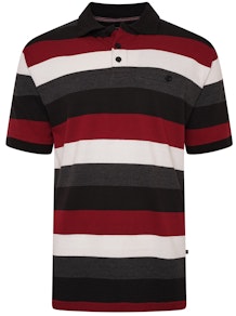 KAM Multi Stripe Polo Shirt Black